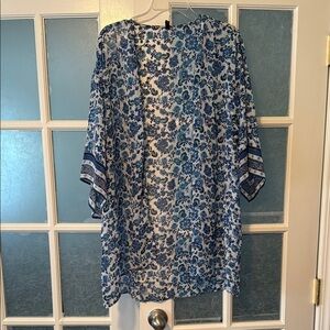 Divided Blue Floral Swim Coverup